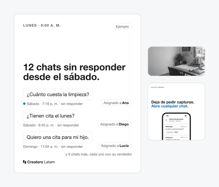 Un anuncio de Meta en 4:5 y dos anuncios de Google