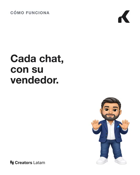 Un post con el logo de Kommo arriba y Martín abajo