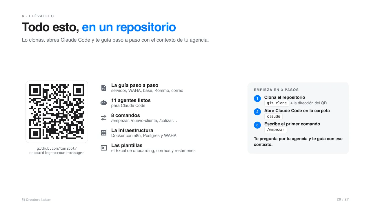 Onboarding, lámina 26: todo en un repositorio