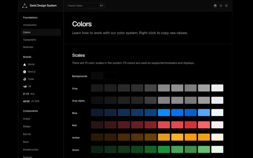 Vercel: Geist · Colors