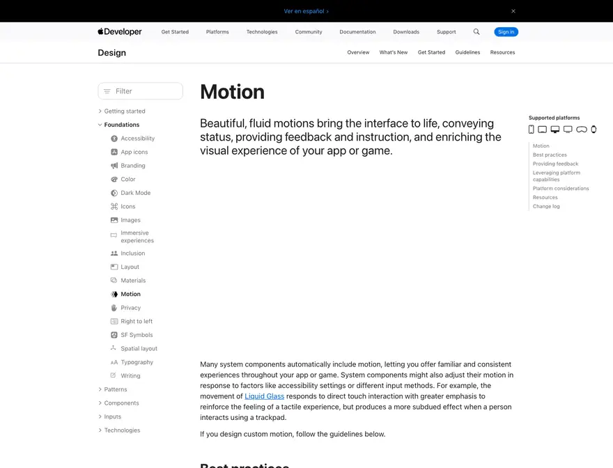 Apple: Human Interface Guidelines · Motion