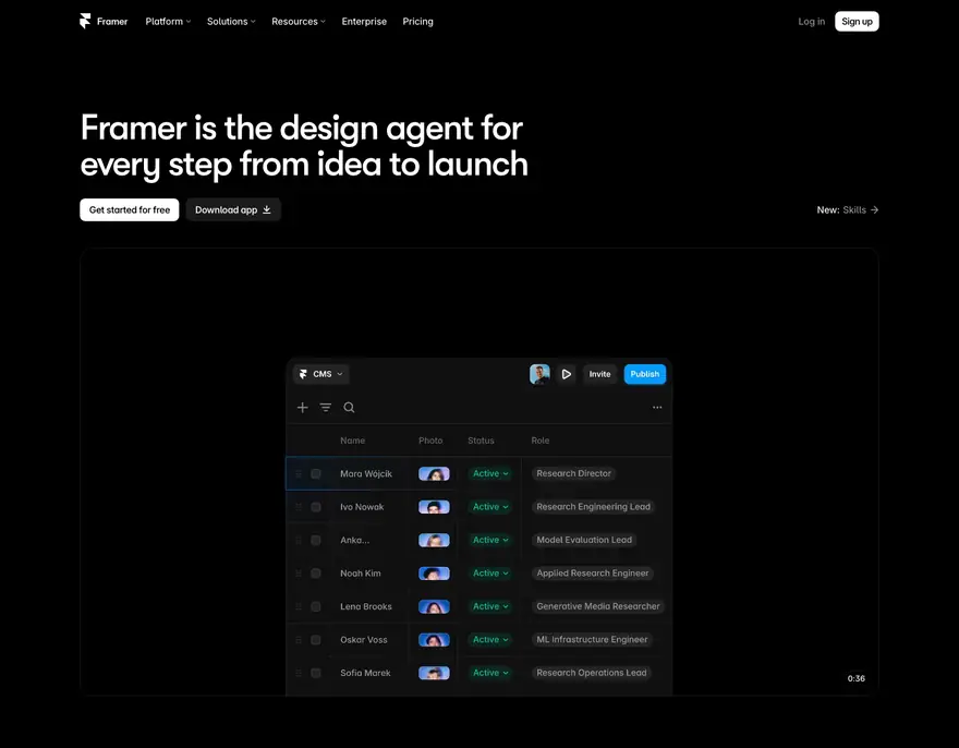 Framer: Inicio