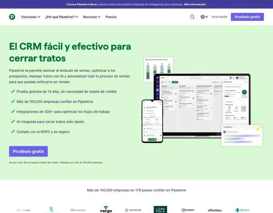 Pipedrive: Inicio (en español)