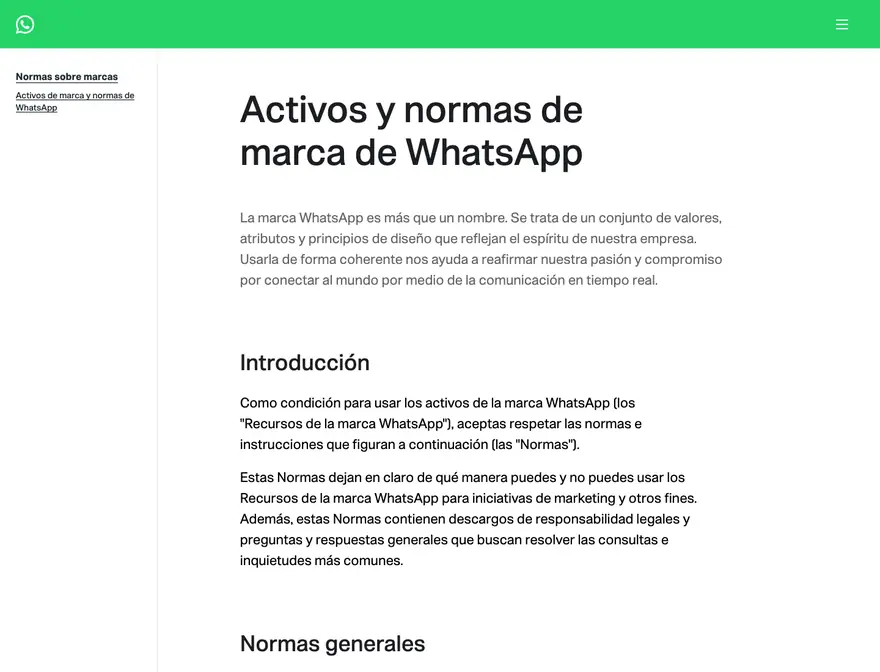 WhatsApp: Activos y normas de marca