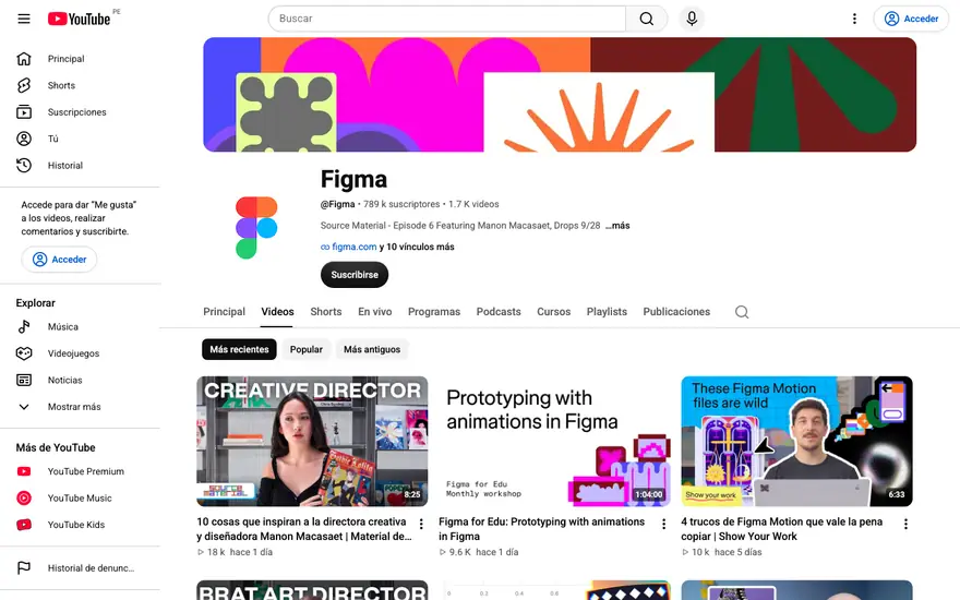 Figma: Canal de YouTube