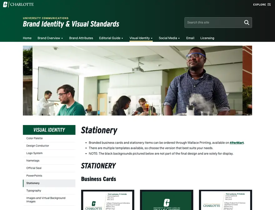 UNC Charlotte: Stationery