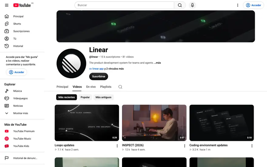 Linear: Canal de YouTube