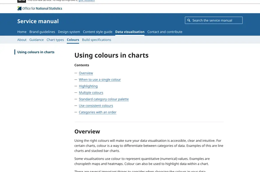 Office for National Statistics: Colores en gráficos