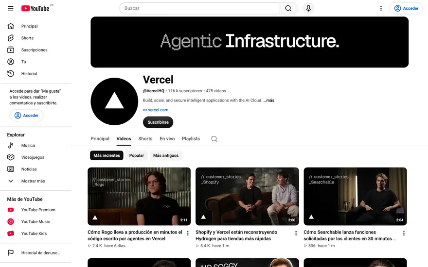 Vercel: Canal de YouTube