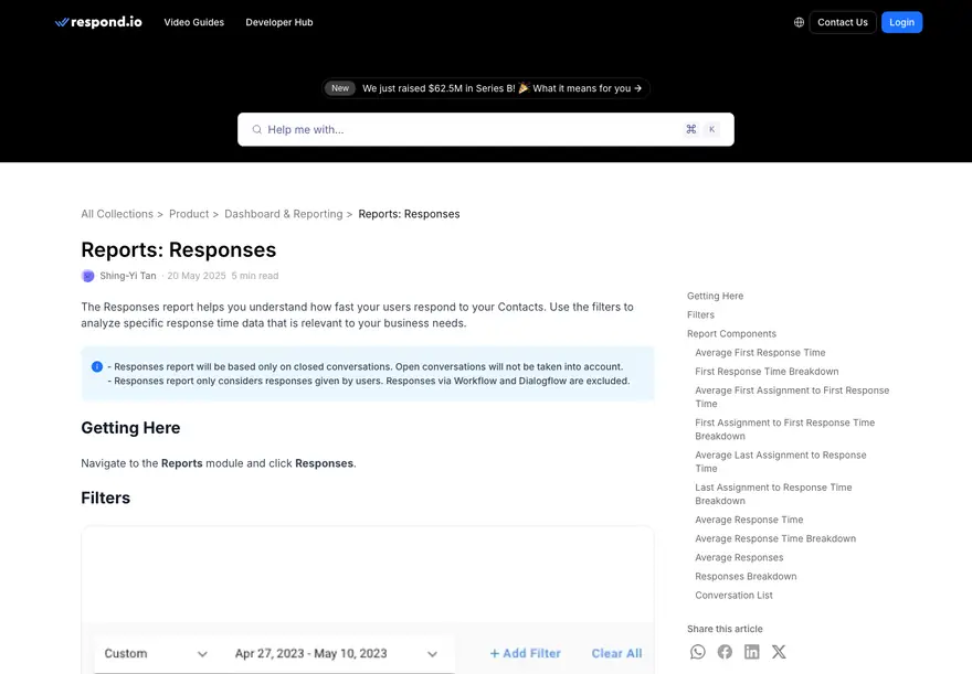 respond.io: Reporte de respuestas
