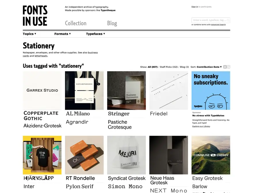 Fonts In Use: Stationery