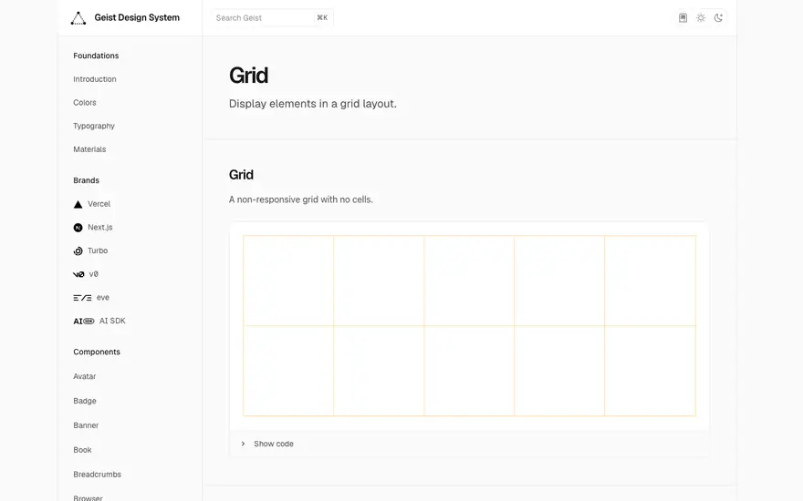 Vercel: Geist · Grid