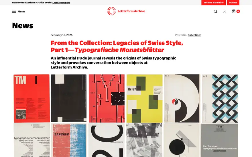 Letterform Archive: Typografische Monatsblätter
