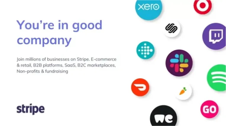 Stripe (deck de empresa), según Upmetrics: Stripe · «You're in good company»