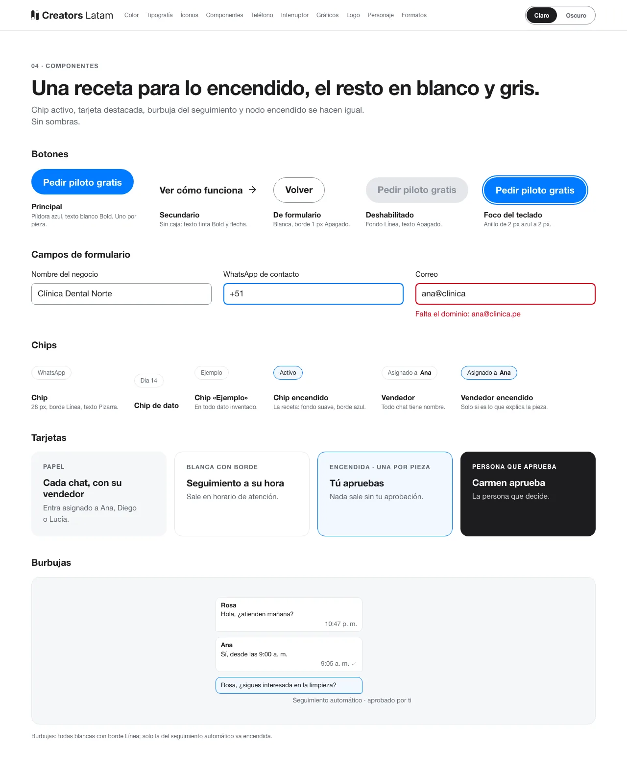 Catálogo del kit: Controles, en claro