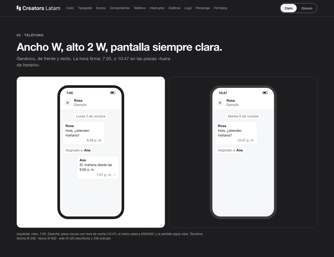 Catálogo del kit: Teléfono, en oscuro